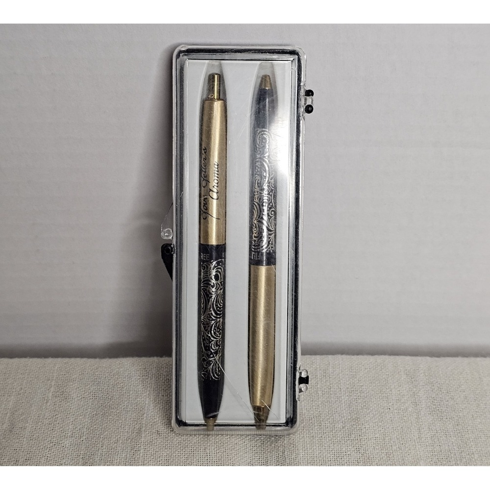 Vintage Filigree Gold Tone And Black Love Letters Aroma Pen Set